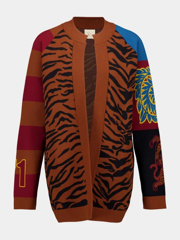 Lily Caramel Café Jacquard Oversized Jacket sold by Fashion Clinic