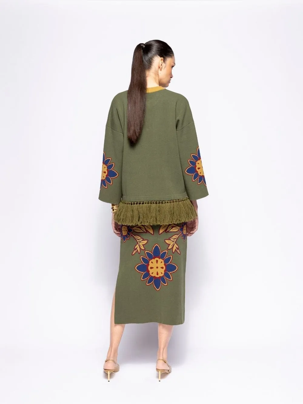 Jade Duffel Bag Jacquard Sweater with Fringes sold by Fashion Clinic product image thumbnail 4