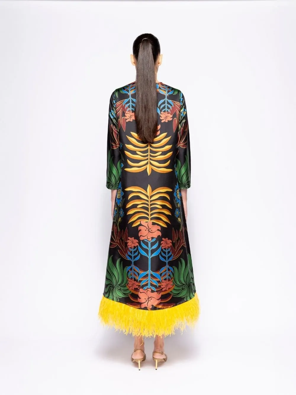 Grayf Visual Garden Print Printed Dress with Feathers sold by Fashion Clinic product image thumbnail 3