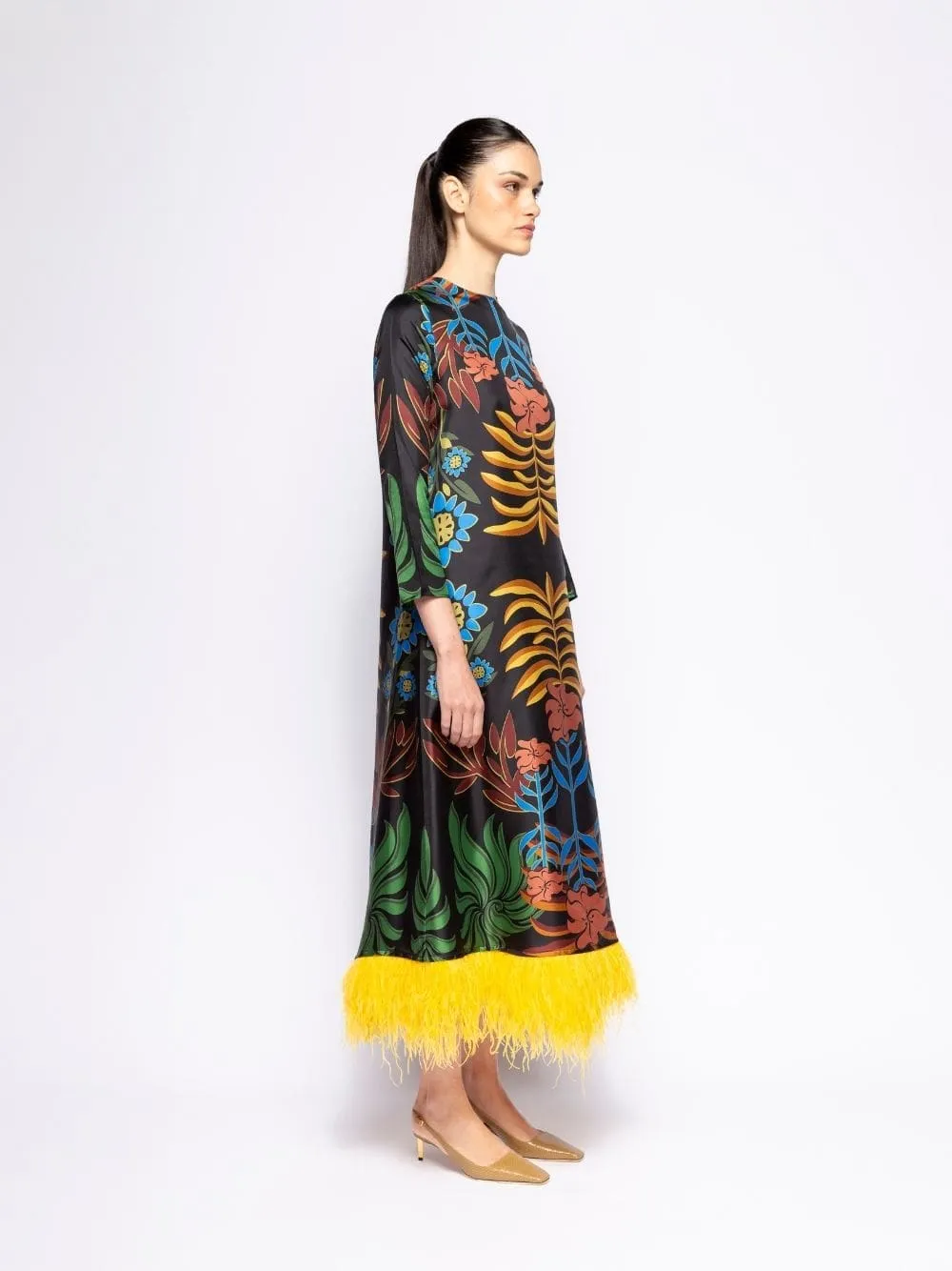 Grayf Visual Garden Print Printed Dress with Feathers sold by Fashion Clinic product image thumbnail 5