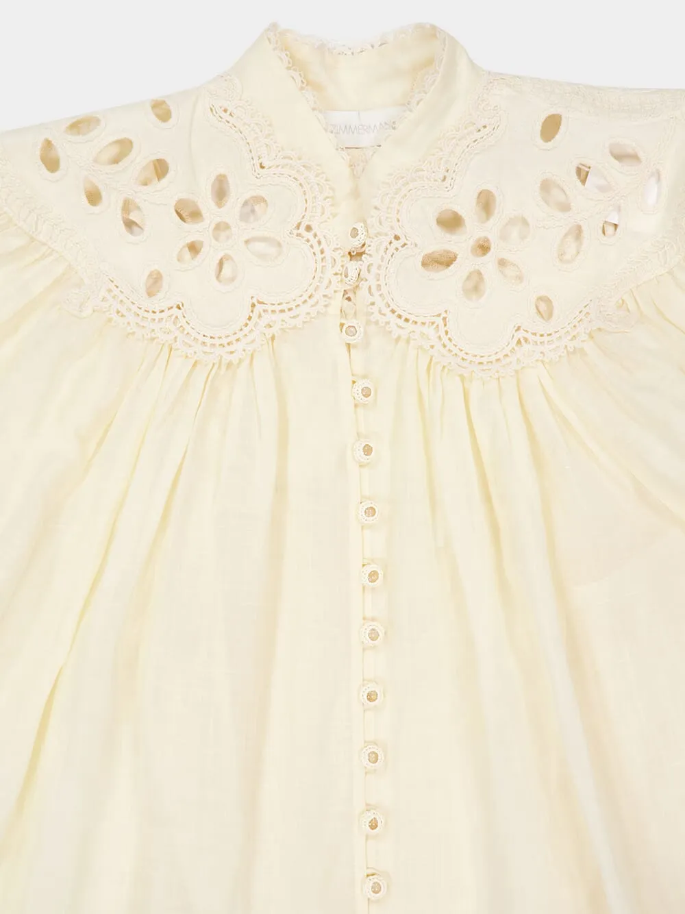 Cream Coco Embroidered Ramie Blouse sold by Fashion Clinic product image thumbnail 5