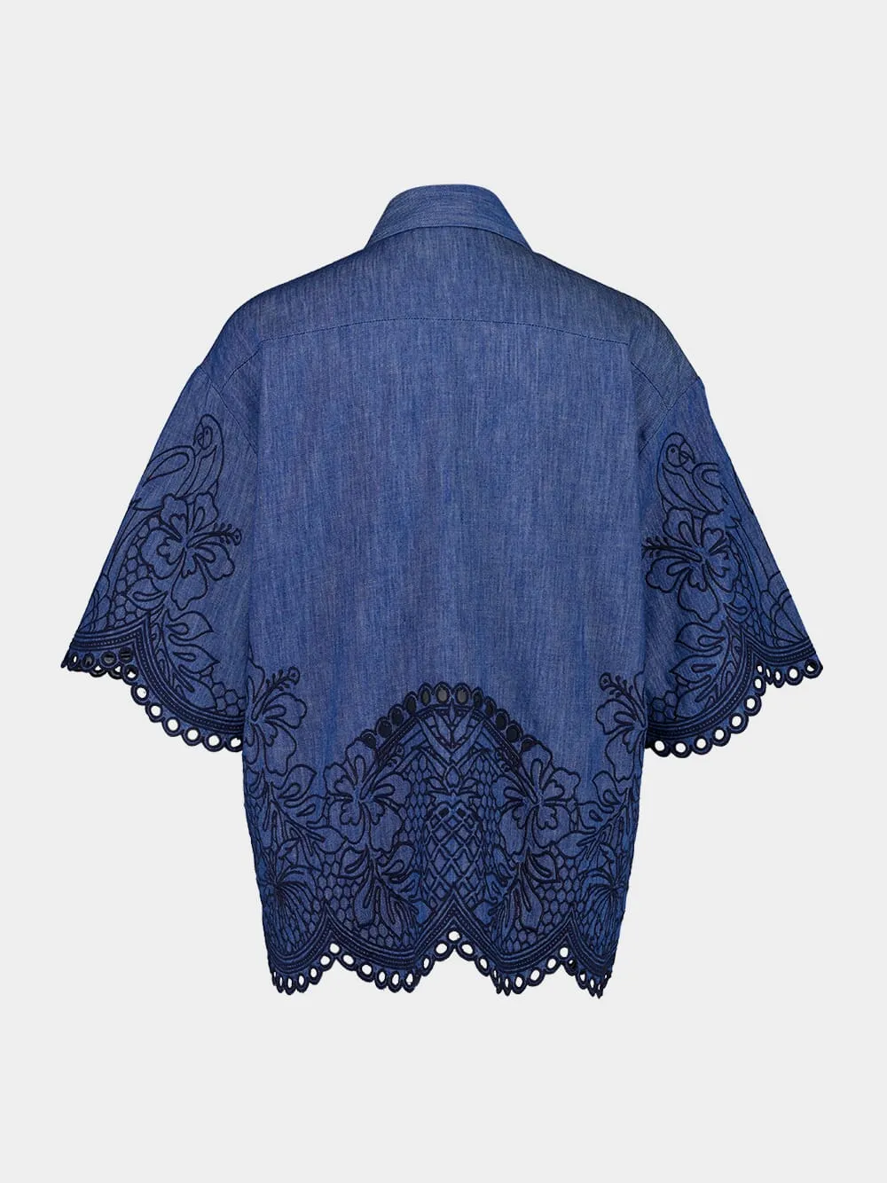 Railway Blue Coco Embroidered Denim Shirt sold by Fashion Clinic product image thumbnail 3