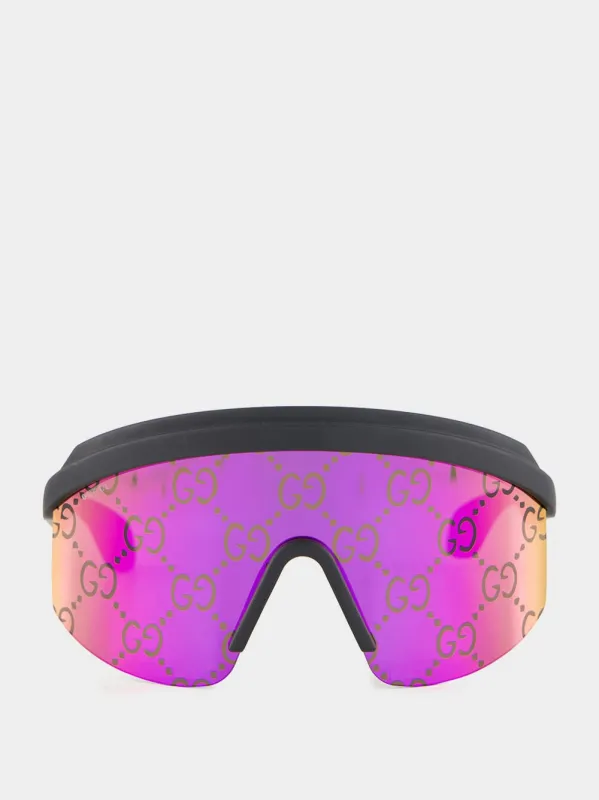 Oversize-Frame Logo-Embossed Sunglasses sold by Fashion Clinic