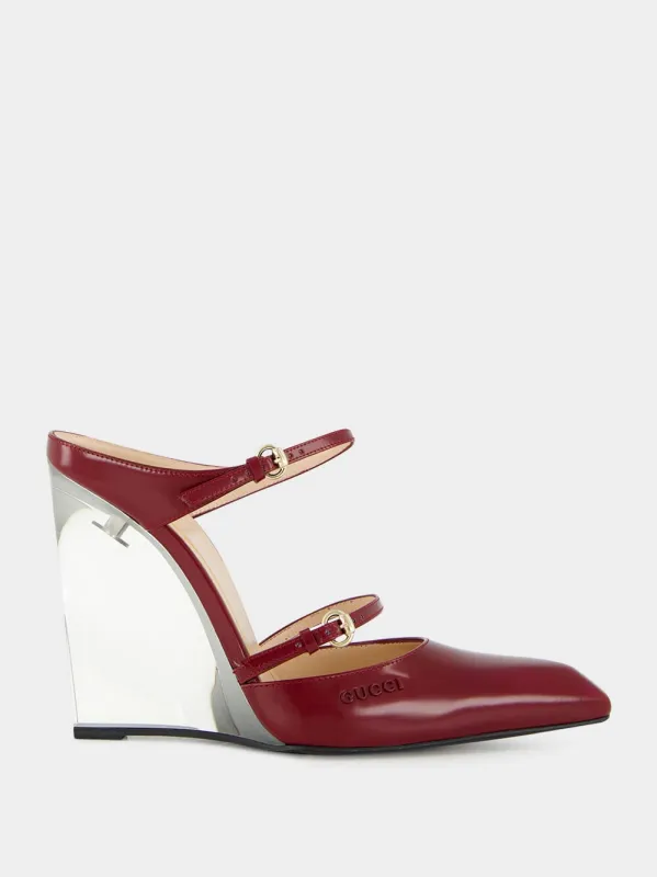 Rosso Ancora Leather Wedge Mule sold by Fashion Clinic
