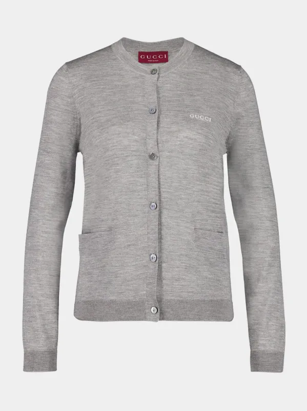 Grey Mélange Cashmere Silk Cardigan sold by Fashion Clinic