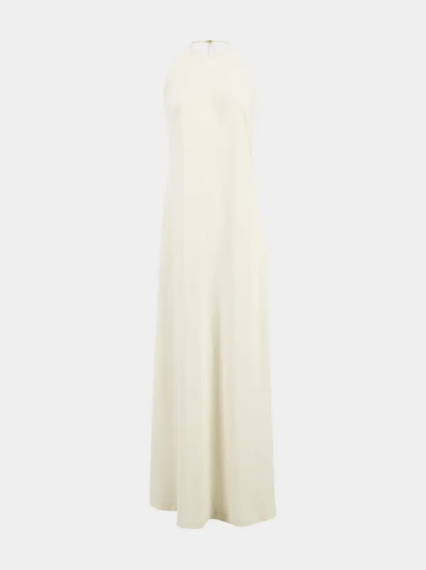 Cynane Ivory Halter Neck Maxi Dress sold by Fashion Clinic