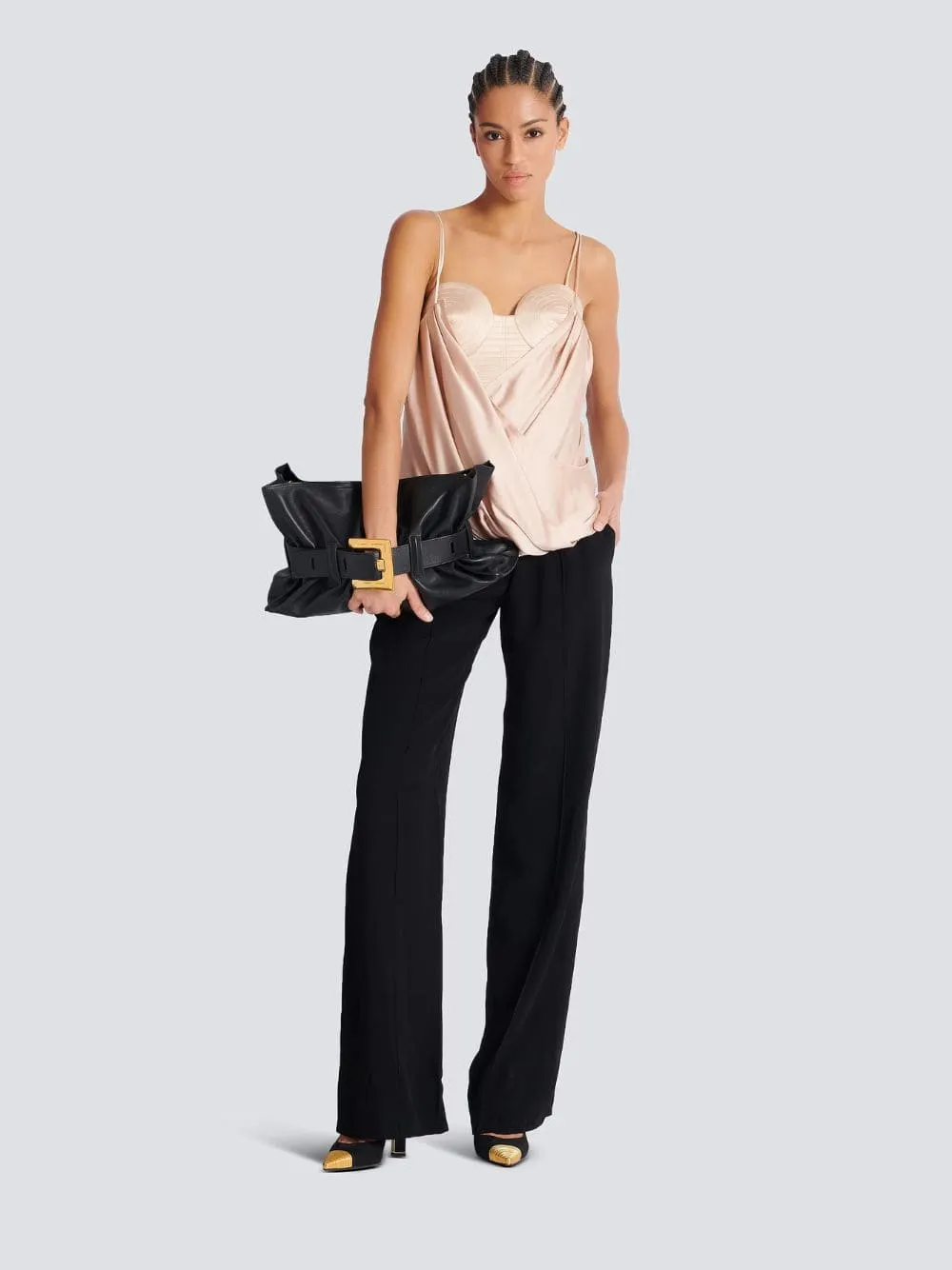 Beige Draped Satin Bustier Top sold by Fashion Clinic product image thumbnail 2