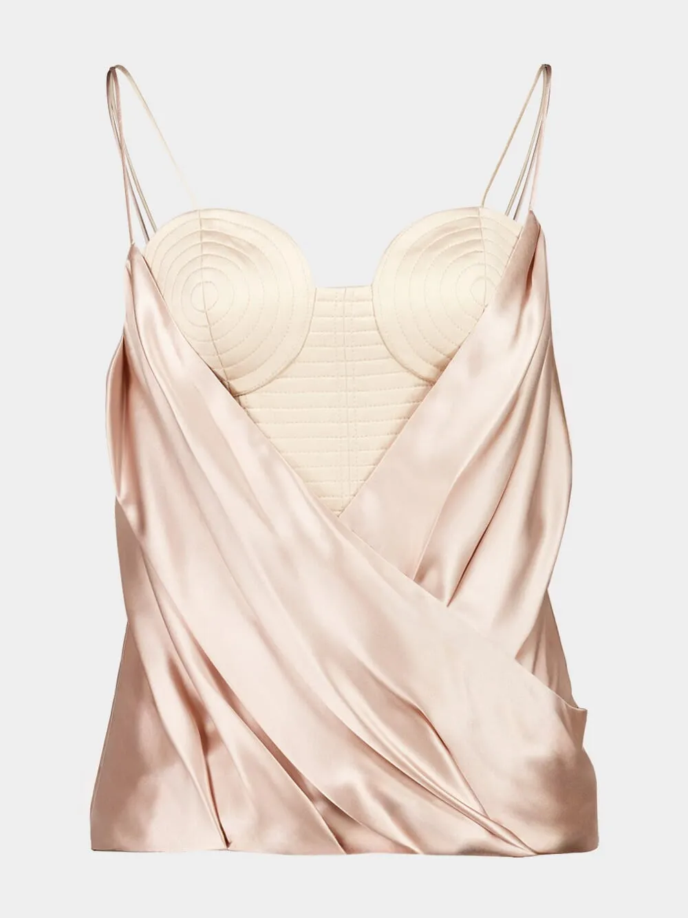 Beige Draped Satin Bustier Top sold by Fashion Clinic