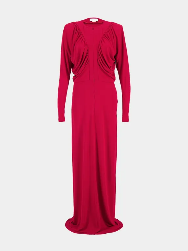 Raspberry Draped Crepe Jersey Gown made by Stella McCartney