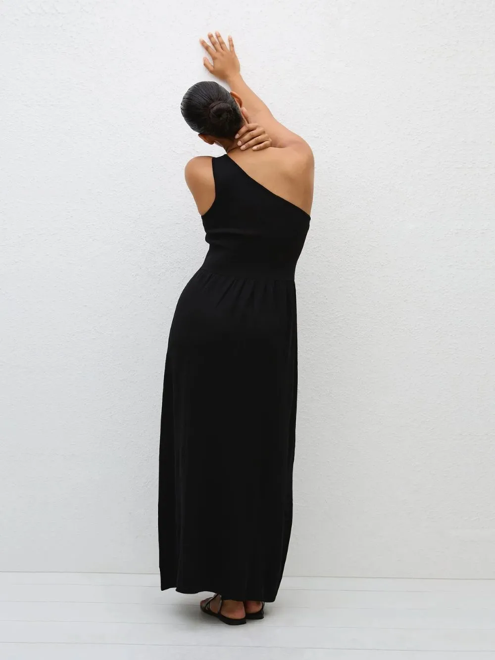 Black Asymmetric Knit Dress sold by Fashion Clinic product image thumbnail 3