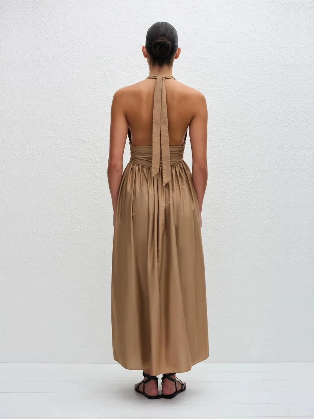 Stone Organic Cotton Plunge Halter Dress sold by Fashion Clinic product image thumbnail 4