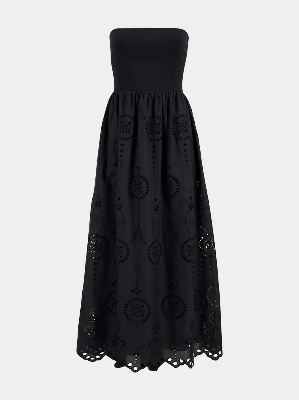 Black Strapless Knit and Broderie Dress sold by Fashion Clinic product image thumbnail 2