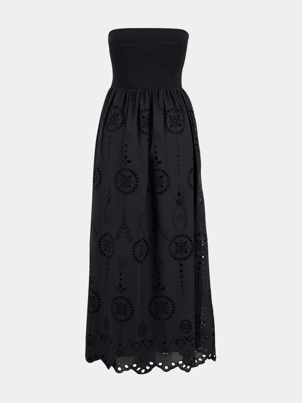 Black Strapless Knit and Broderie Dress sold by Fashion Clinic product image thumbnail 4