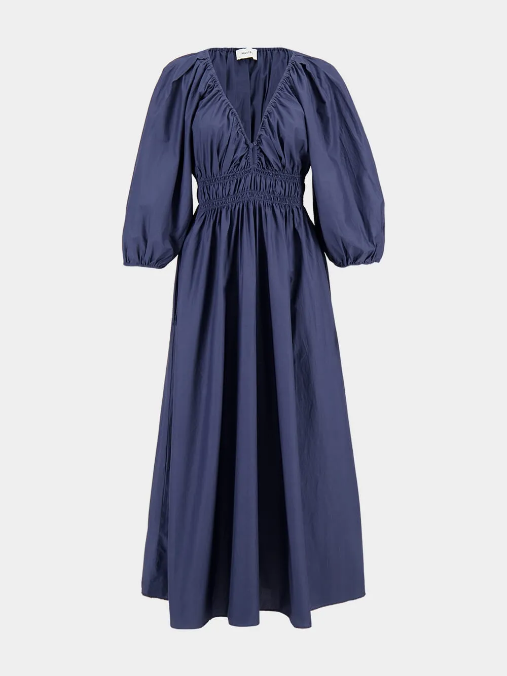 Dusk Shirred Plunge Button Dress sold by Fashion Clinic