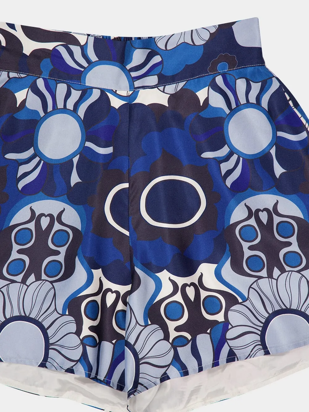 Calcita Flora Mix Printed Silk Twill Shorts sold by Fashion Clinic product image thumbnail 5