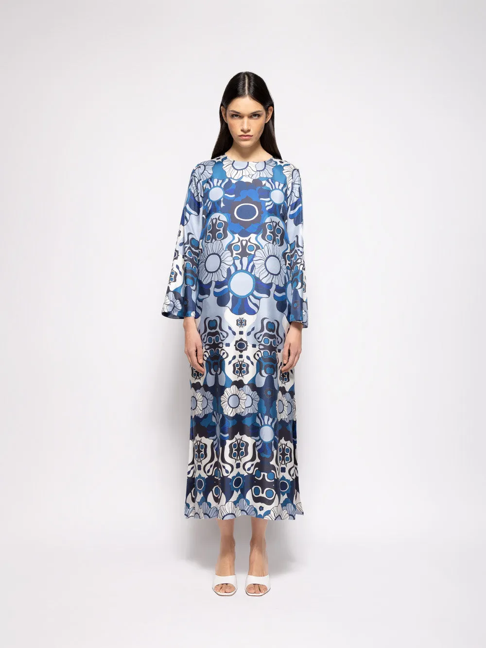 Shirley Flora Mix Printed Silk Twill A-Line Dress sold by Fashion Clinic product image thumbnail 3