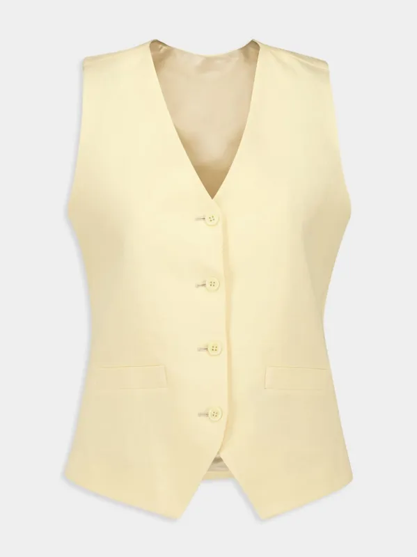 Leo Cream Linen Vest sold by Fashion Clinic
