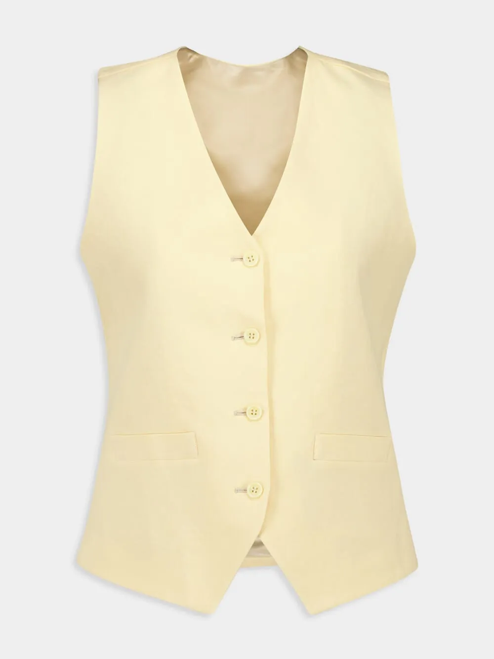 Leo Cream Linen Vest sold by Fashion Clinic