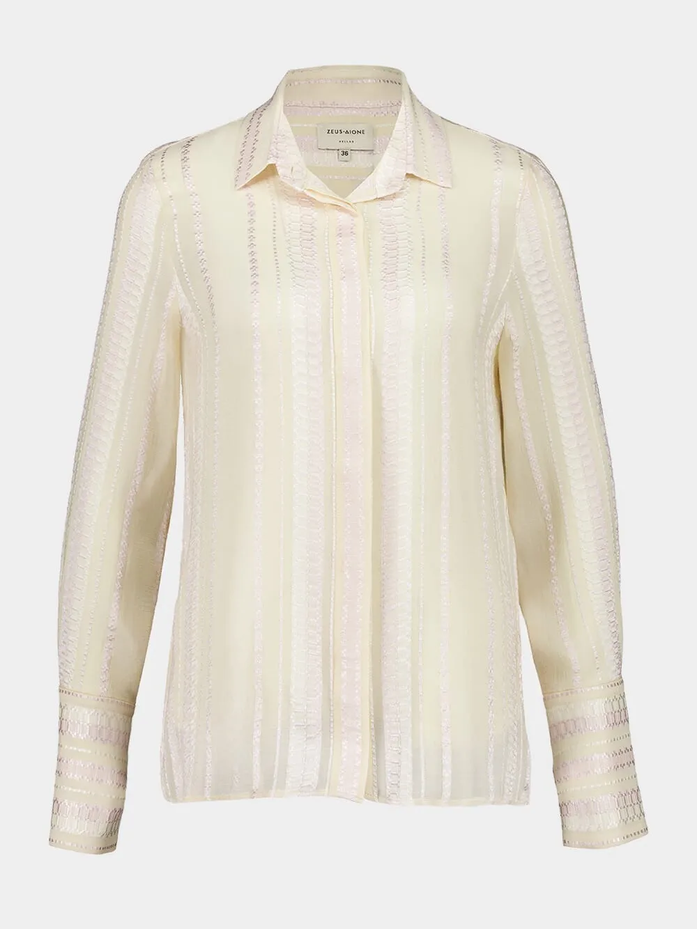 Cream Dione Textured Silk Shirt sold by Fashion Clinic product image thumbnail 2