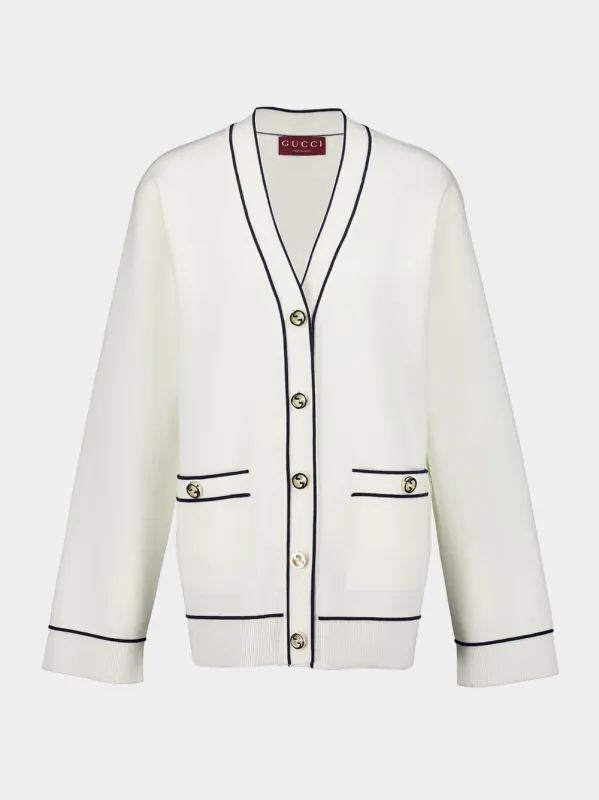 White Fine Wool Cardigan sold by Fashion Clinic