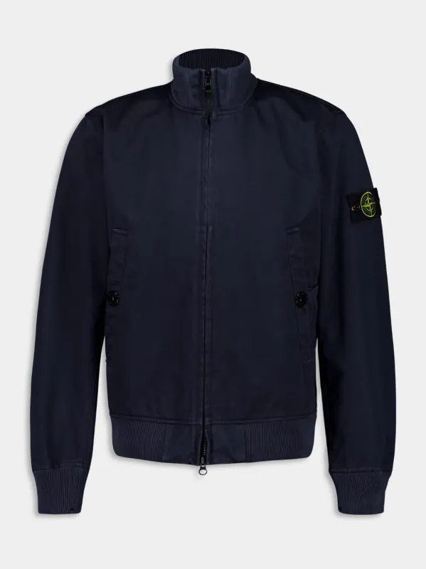 Navy Blue Cotton Bomber Jacket made by Stone Island