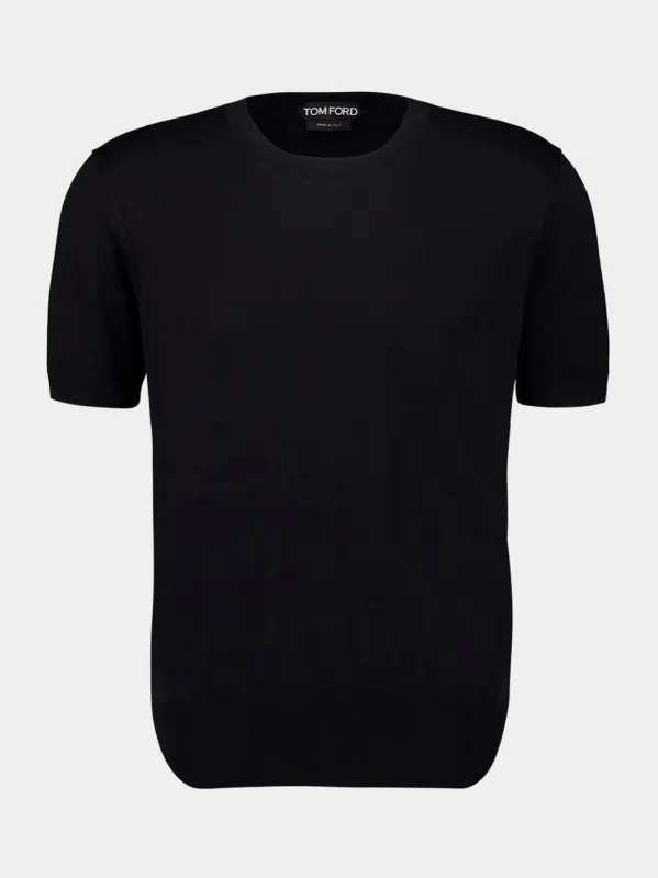 Black Pure Cotton Crew Neck T-Shirt sold by Fashion Clinic