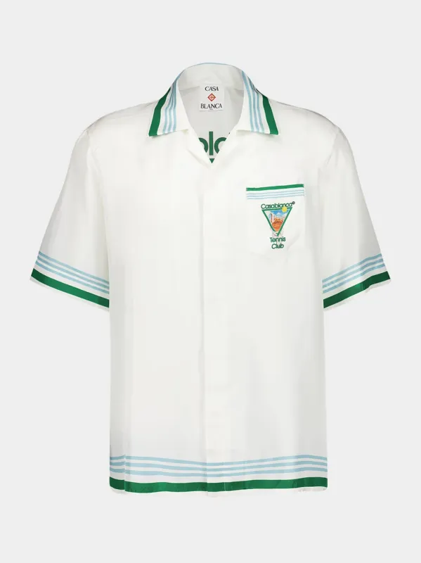 White Metaphysical Tennis Icon Silk Shirt sold by Fashion Clinic