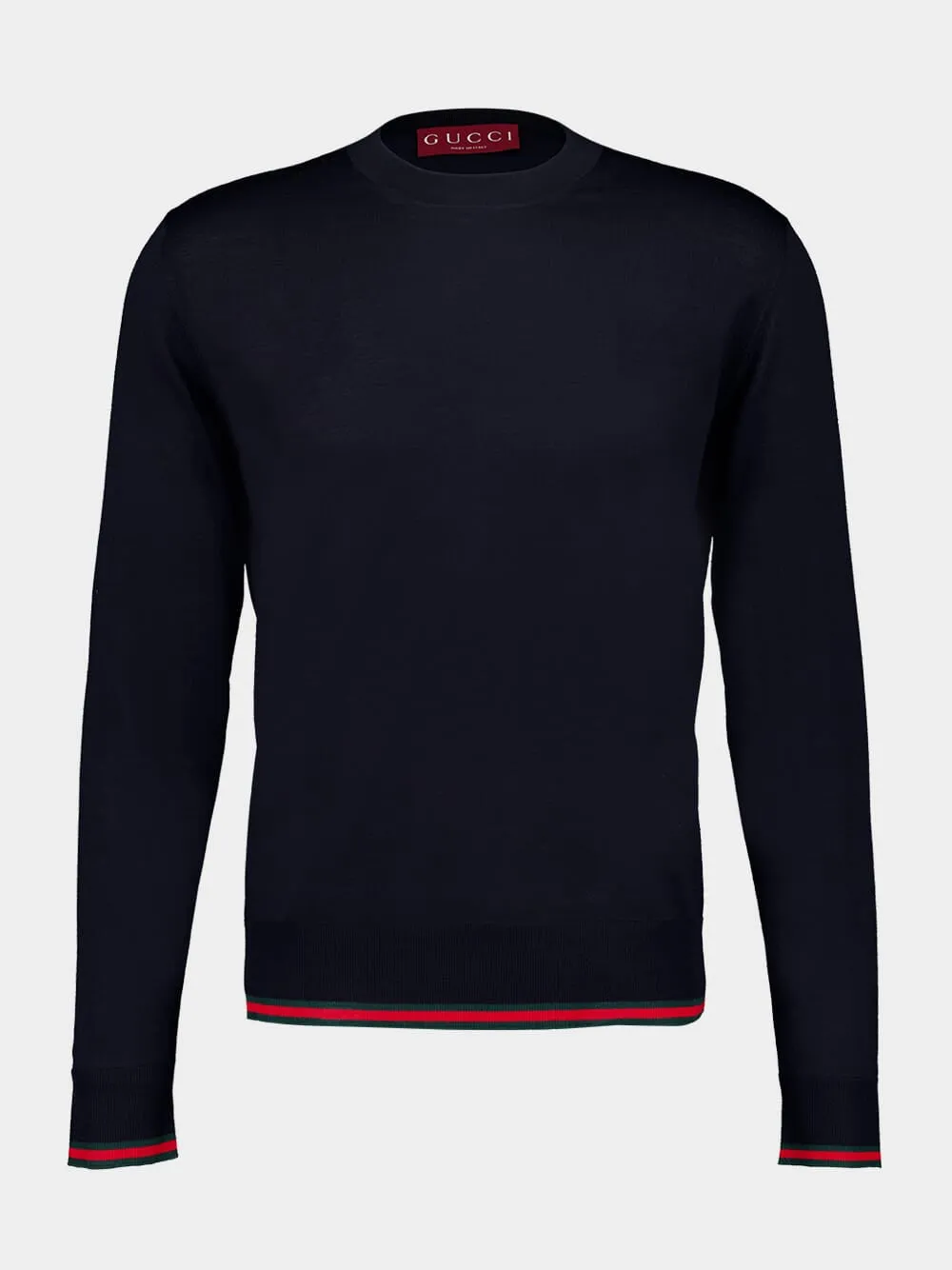 Dark Blue Wool Knit Sweater with Web sold by Fashion Clinic