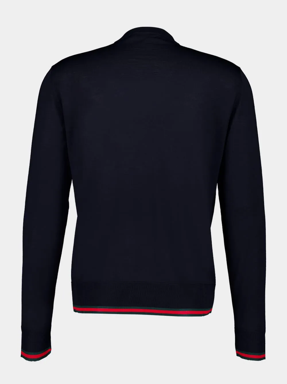 Dark Blue Wool Knit Sweater with Web sold by Fashion Clinic product image thumbnail 2