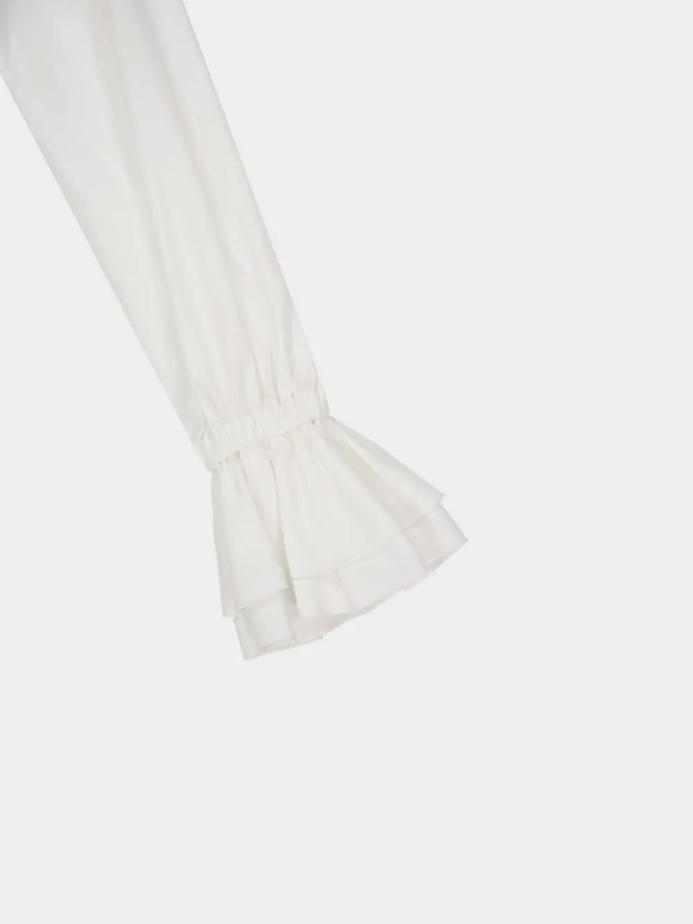 White Cropped Ruffled Poplin Shirt sold by Fashion Clinic product image thumbnail 4