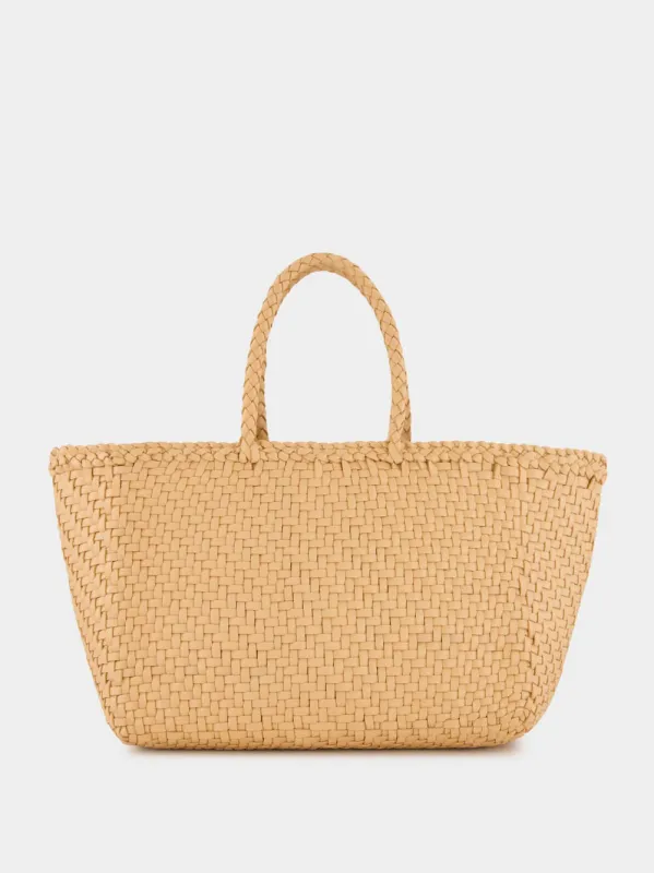 Handwoven Natural Leather Basket Bag sold by Fashion Clinic