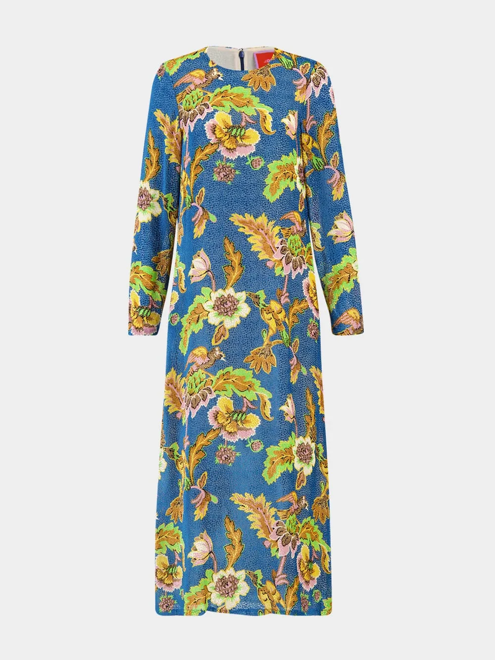Blue Floral Swing Maxi Dress sold by Fashion Clinic