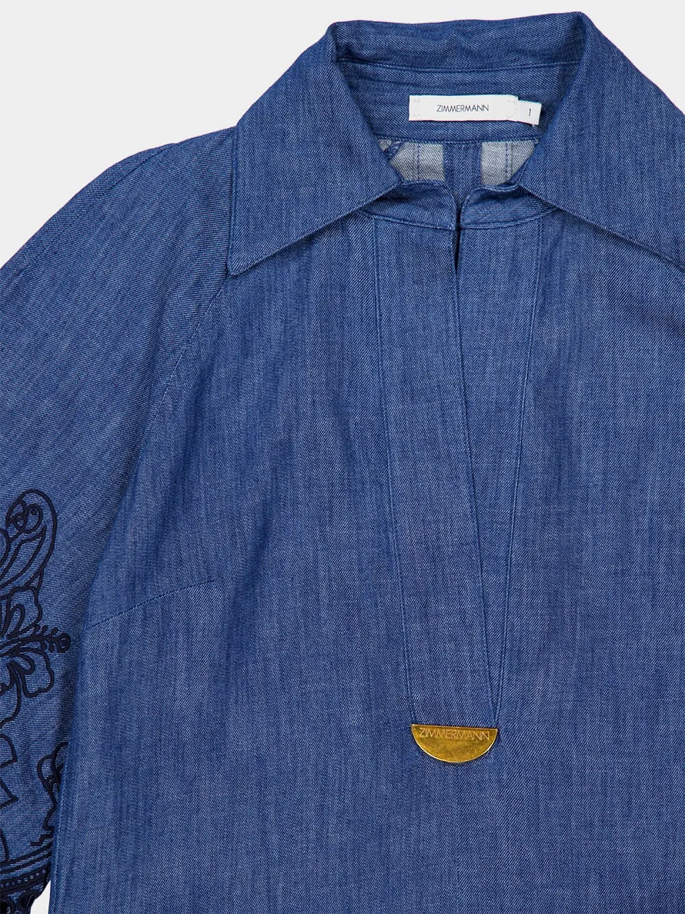 Railway Blue Coco Embroidered Denim Midi Dress sold by Fashion Clinic product image thumbnail 3