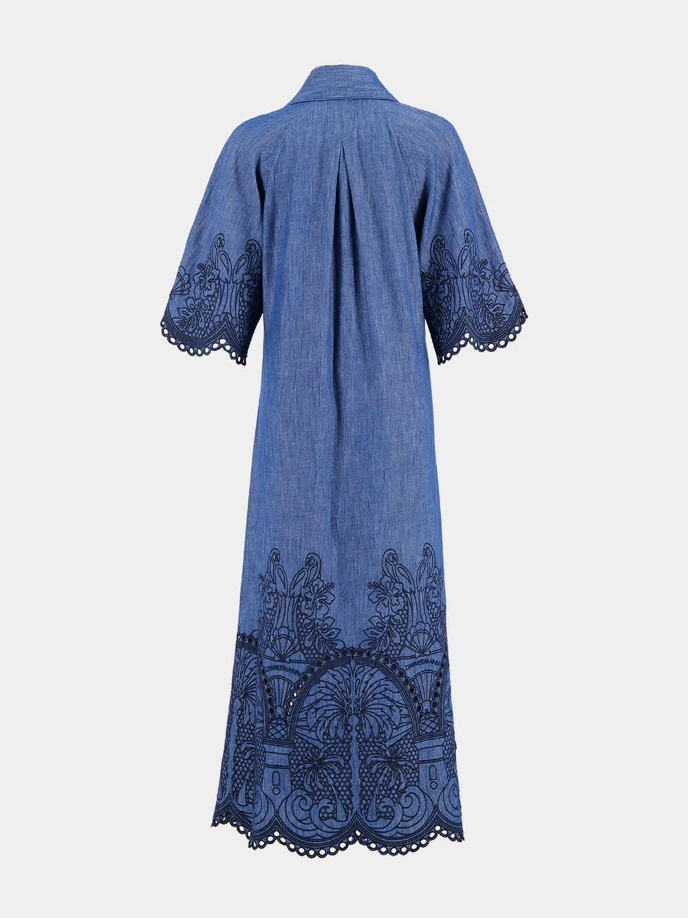 Railway Blue Coco Embroidered Denim Midi Dress sold by Fashion Clinic product image thumbnail 2