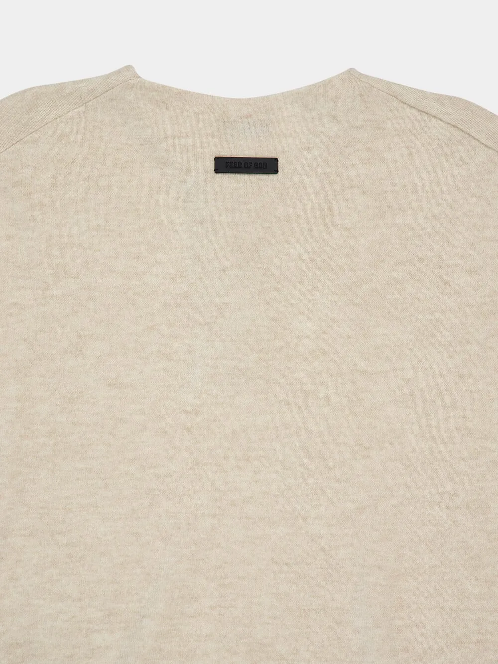 Heather Beige Fine Merino Knit Henley T-Shirt sold by Fashion Clinic product image thumbnail 4