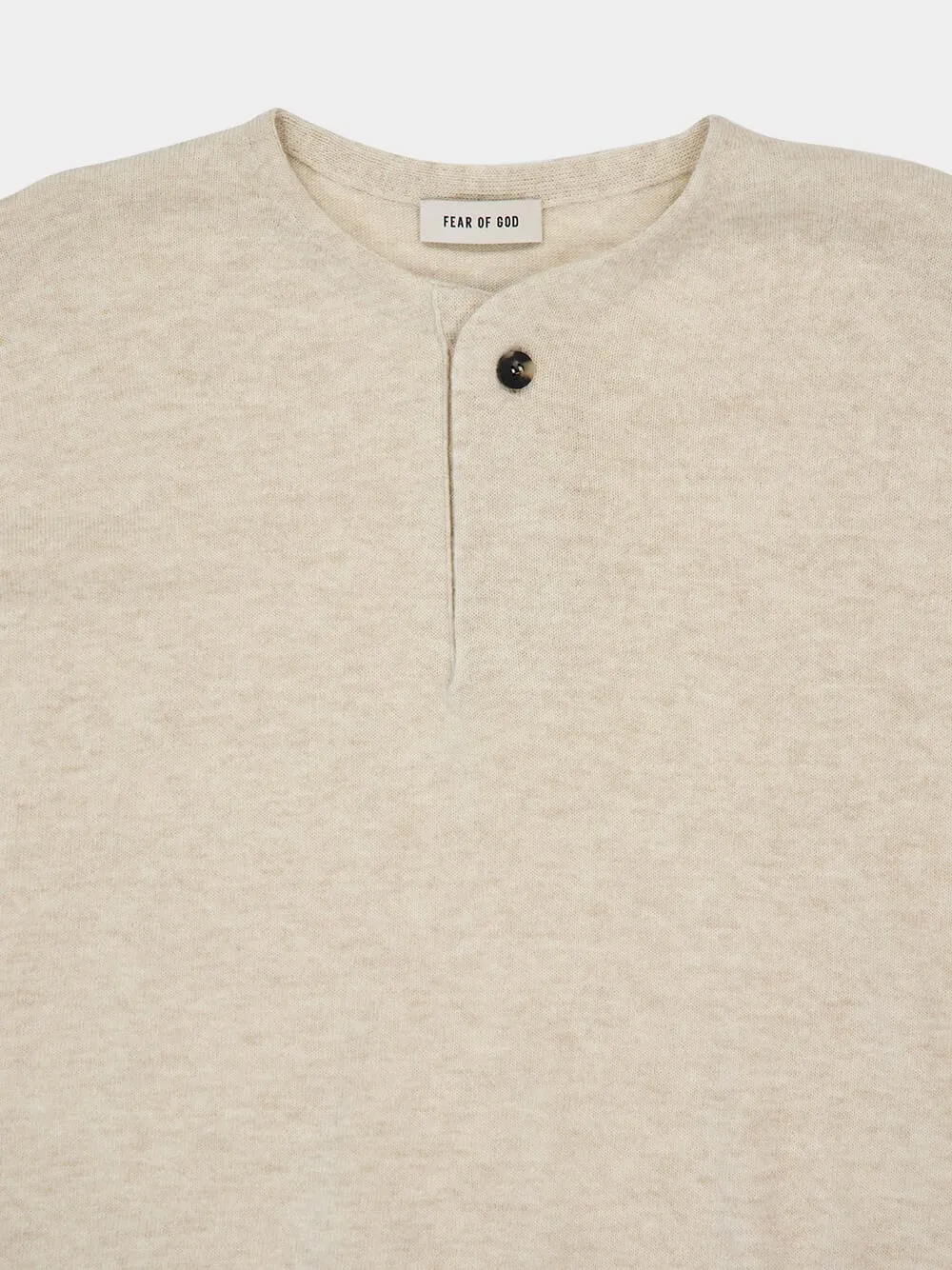 Heather Beige Fine Merino Knit Henley T-Shirt sold by Fashion Clinic product image thumbnail 3
