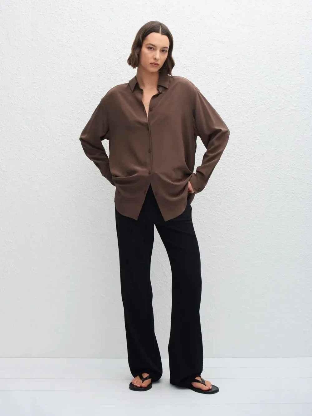 Truffle Long Sleeve Silk Shirt sold by Fashion Clinic