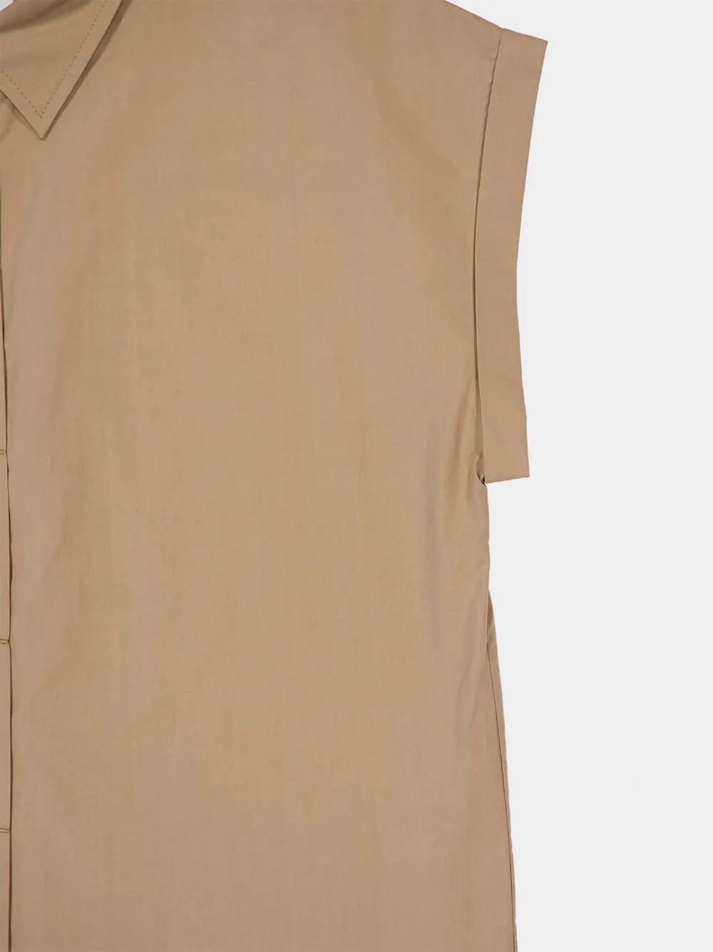Stone Beige Relaxed Sleeveless Shirt sold by Fashion Clinic product image thumbnail 5
