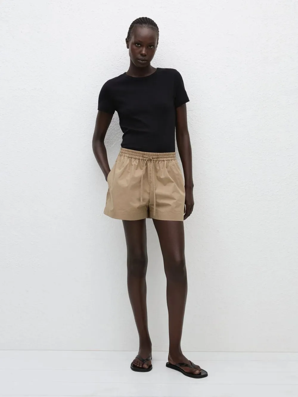 Stone Beige Relaxed Shorts sold by Fashion Clinic