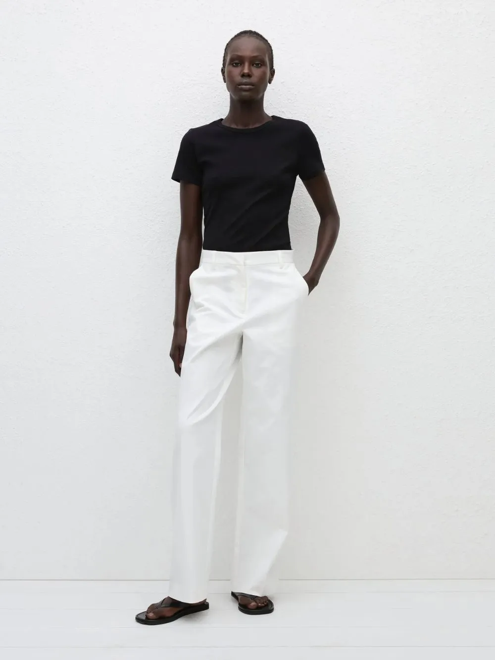 Chalk Straight Twill Trouser sold by Fashion Clinic