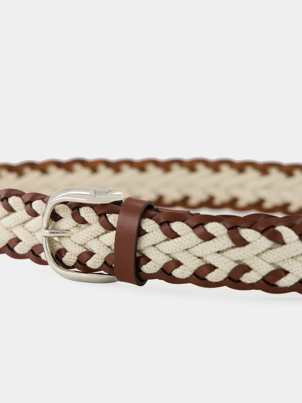 Beige Braided Leather and Canvas Belt sold by Fashion Clinic product image thumbnail 4