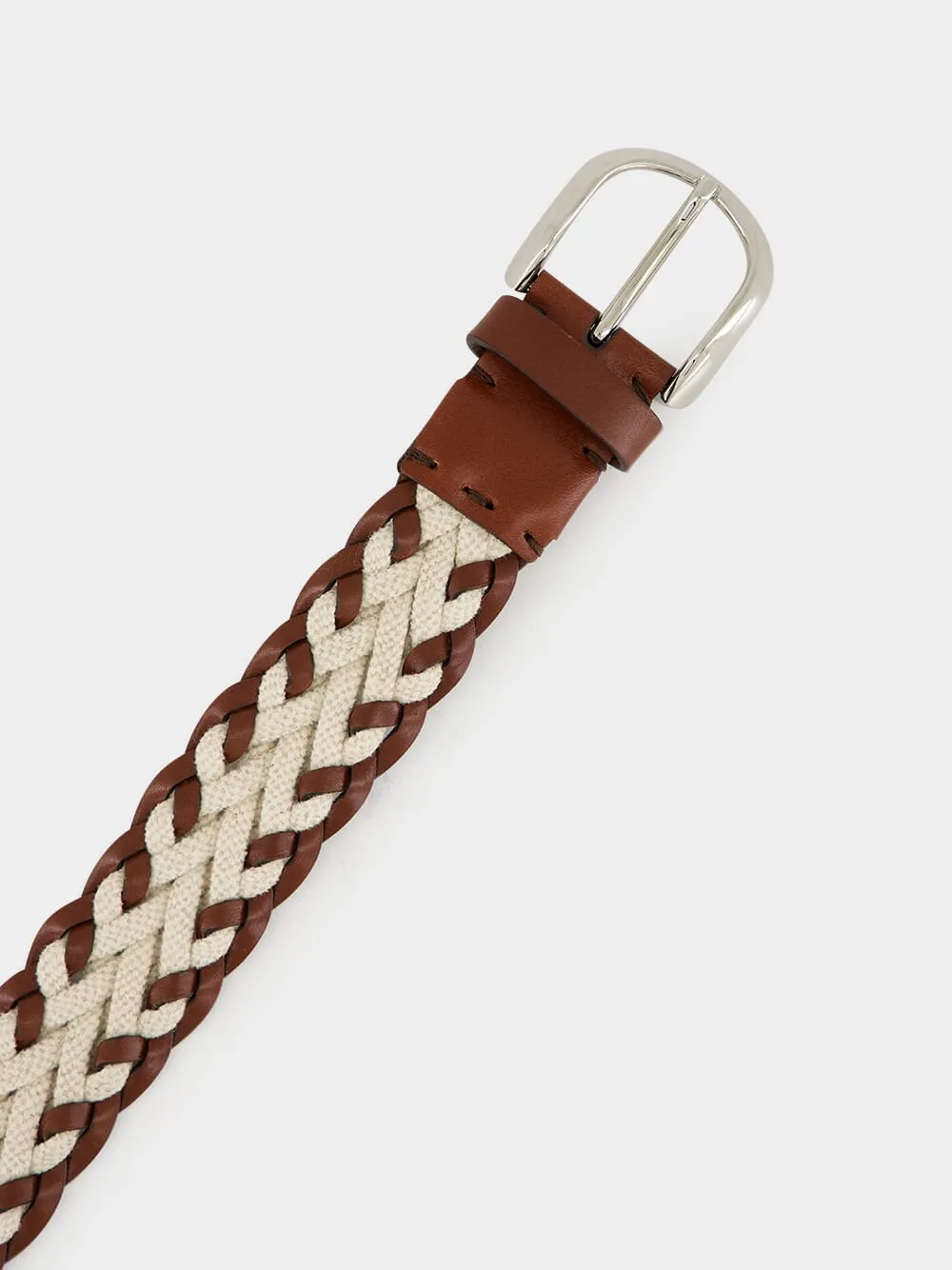Beige Braided Leather and Canvas Belt sold by Fashion Clinic product image thumbnail 3
