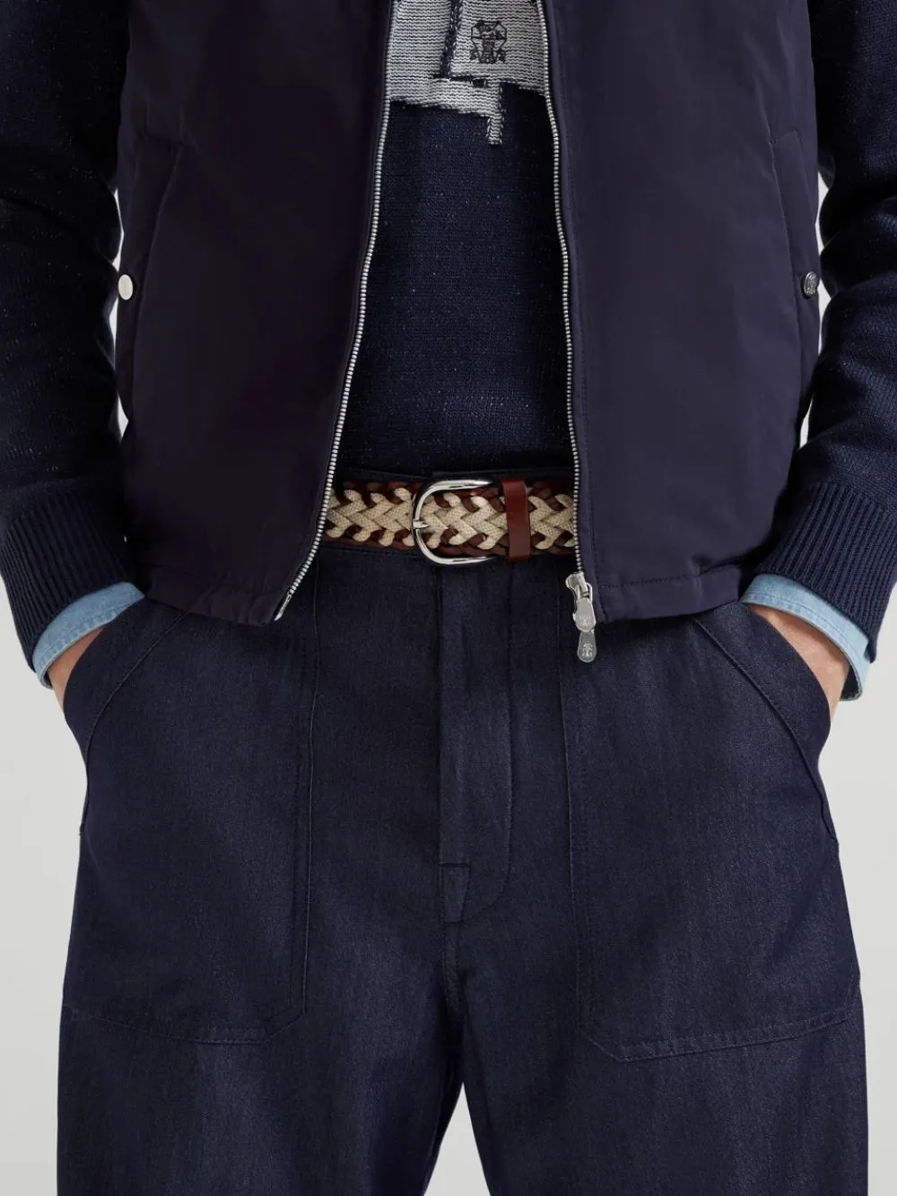 Beige Braided Leather and Canvas Belt sold by Fashion Clinic product image thumbnail 2