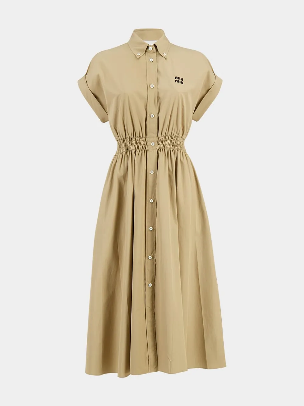 Khaki Poplin Embroidered Shirt-Dress sold by Fashion Clinic product image thumbnail 2