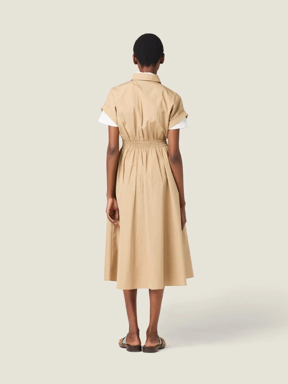 Khaki Poplin Embroidered Shirt-Dress sold by Fashion Clinic product image thumbnail 3