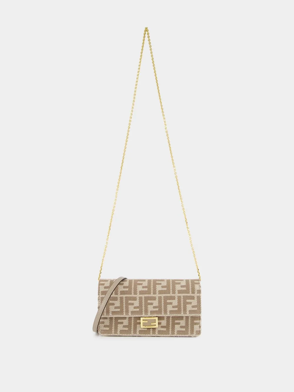 Beige FF Jacquard Wallet On Chain sold by Fashion Clinic product image thumbnail 3