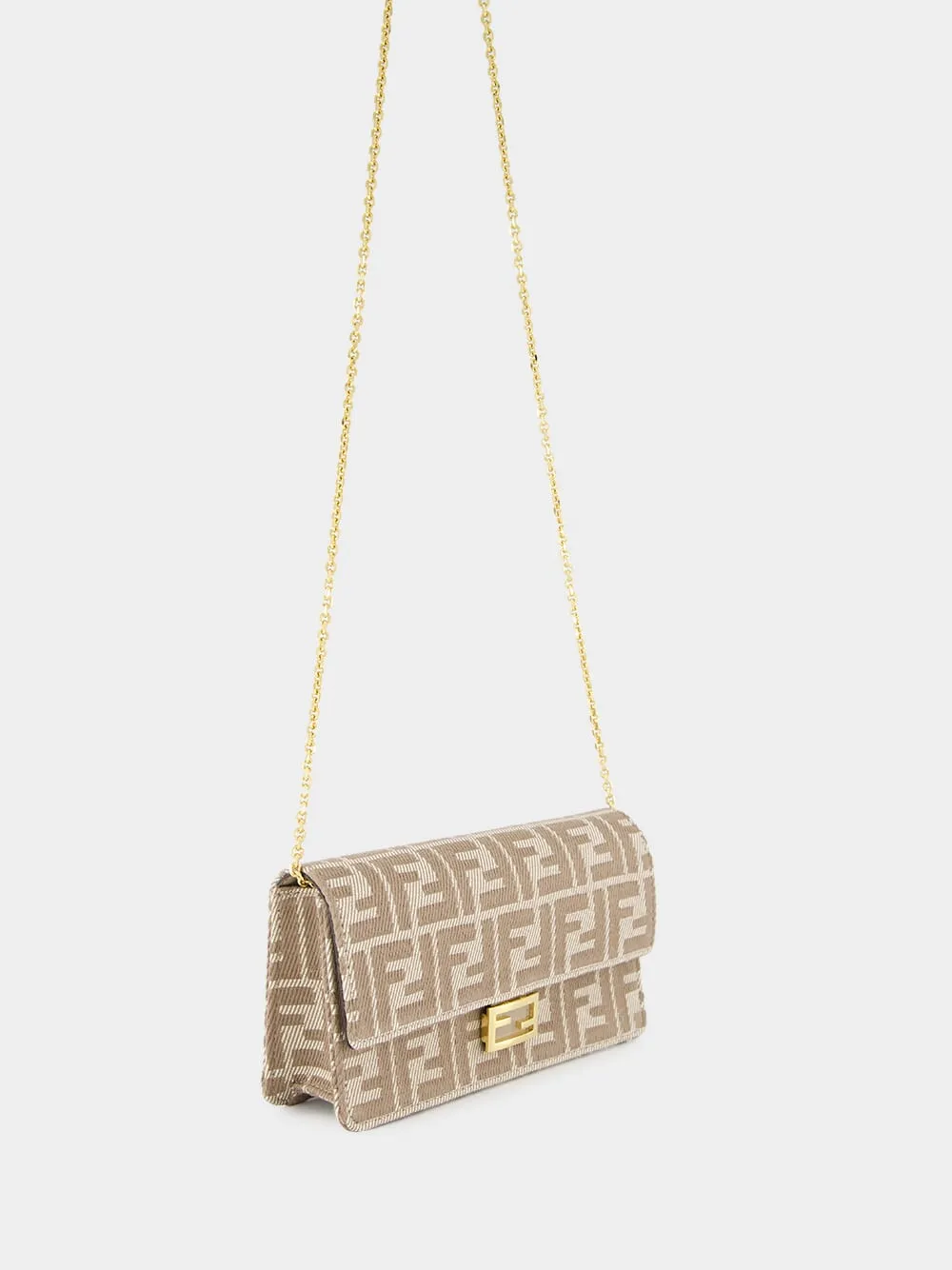 Beige FF Jacquard Wallet On Chain sold by Fashion Clinic product image thumbnail 4