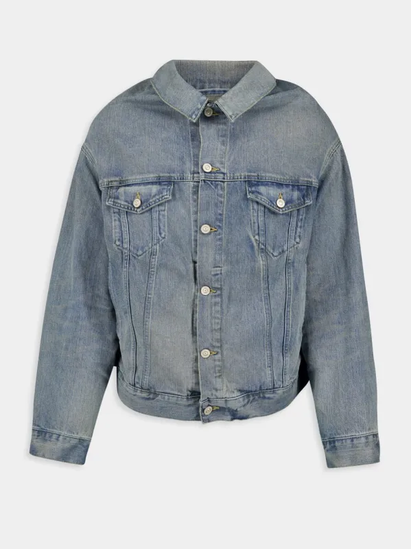 Off-Shoulder Selvedge Denim Jacket sold by Fashion Clinic