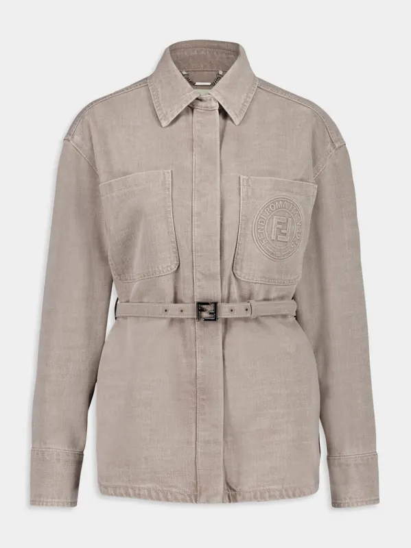 Beige Cotton Denim Go-To Jacket sold by Fashion Clinic