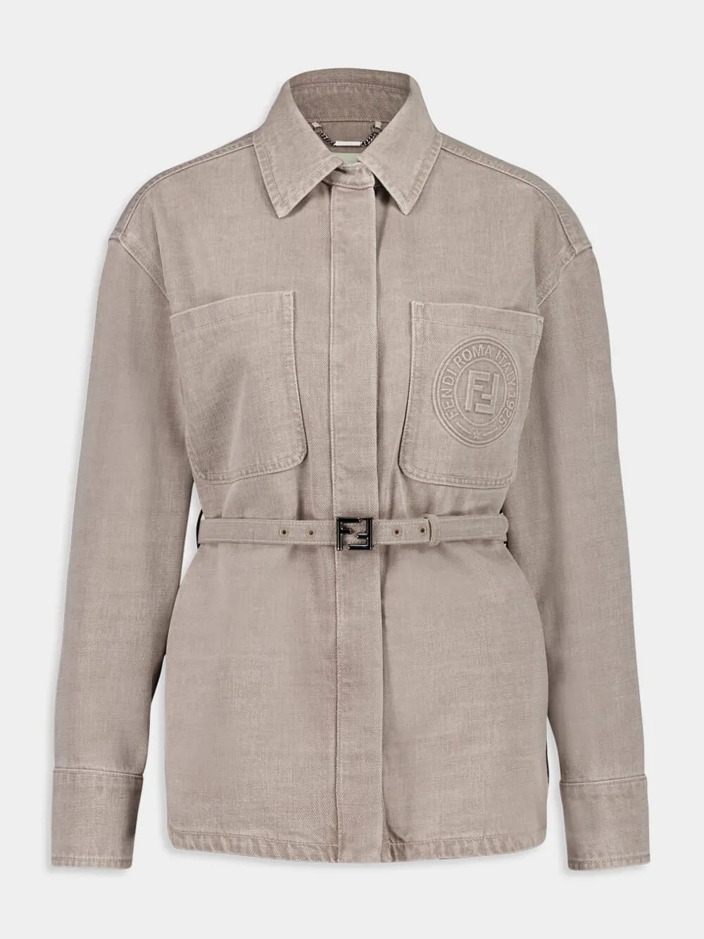 Beige Cotton Denim Go-To Jacket sold by Fashion Clinic